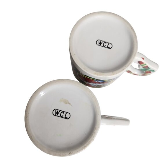 Vintage Santa Claus On A Sled Coffee Mug With Candy Cane On Handle Christmas Lot - Picture 5 of 6